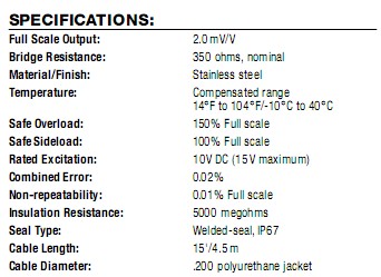 RLSSB-5Klb称重传感器 RLSSB-5Klb称重传感器